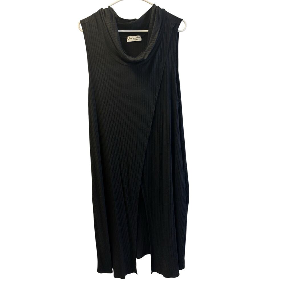 Just For you Black Sleeveless long Cape With Pockets 2XL